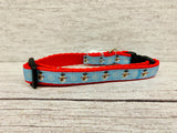 Sky Blue Christmas Snowman and Snowflake Xmas Kitten/Cat Collar