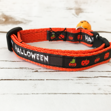 Happy Halloween Pumpkin Cat Collar - View 4 | Dottie's Pet Boutique
