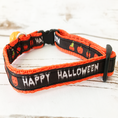 Happy Halloween Pumpkin Cat Collar - View 3 | Dottie's Pet Boutique