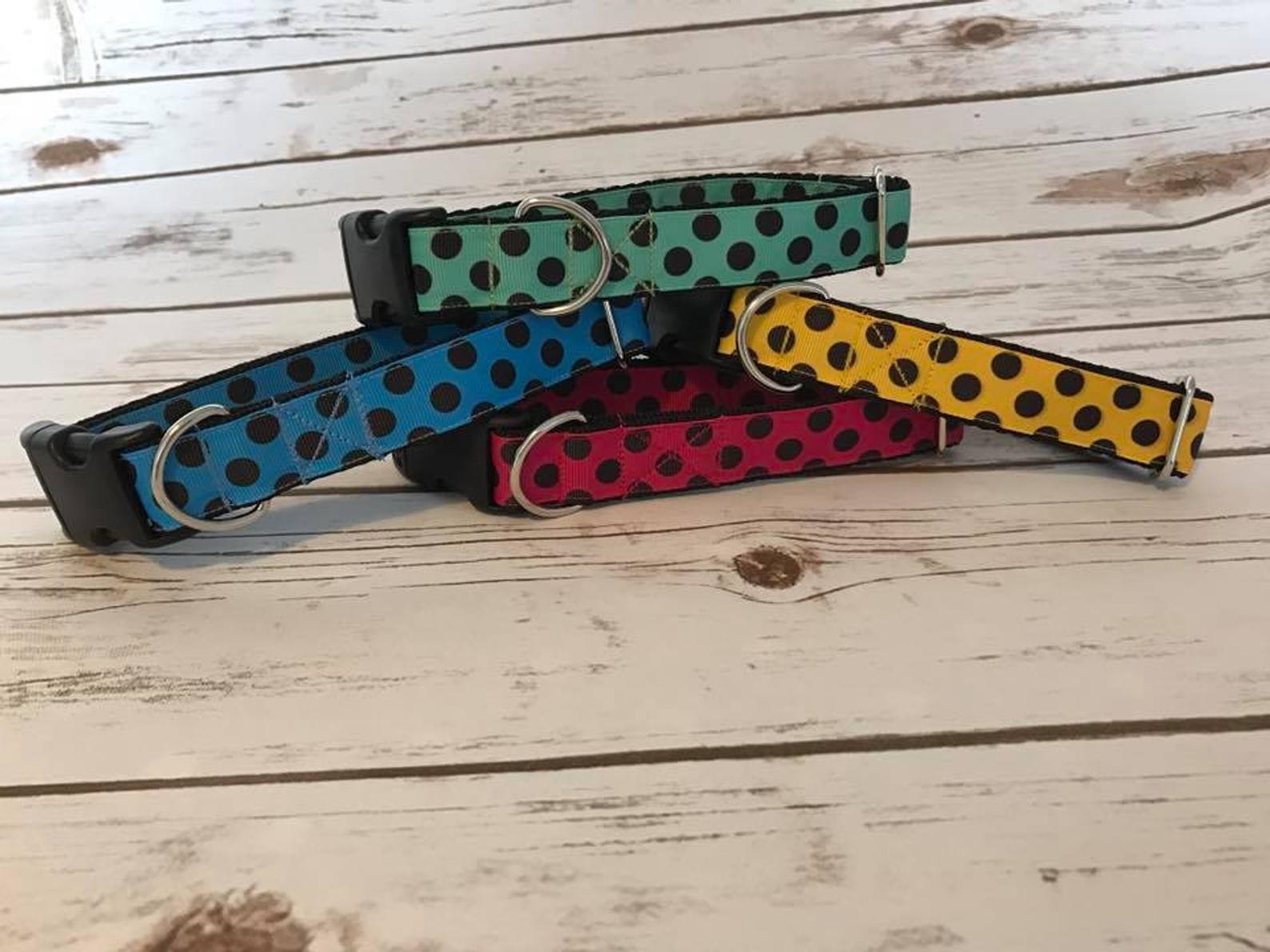 Polka Dots Spotty Dotty Dottie Dog Collar - Handmade in the UK | Dottie's Pet Boutique