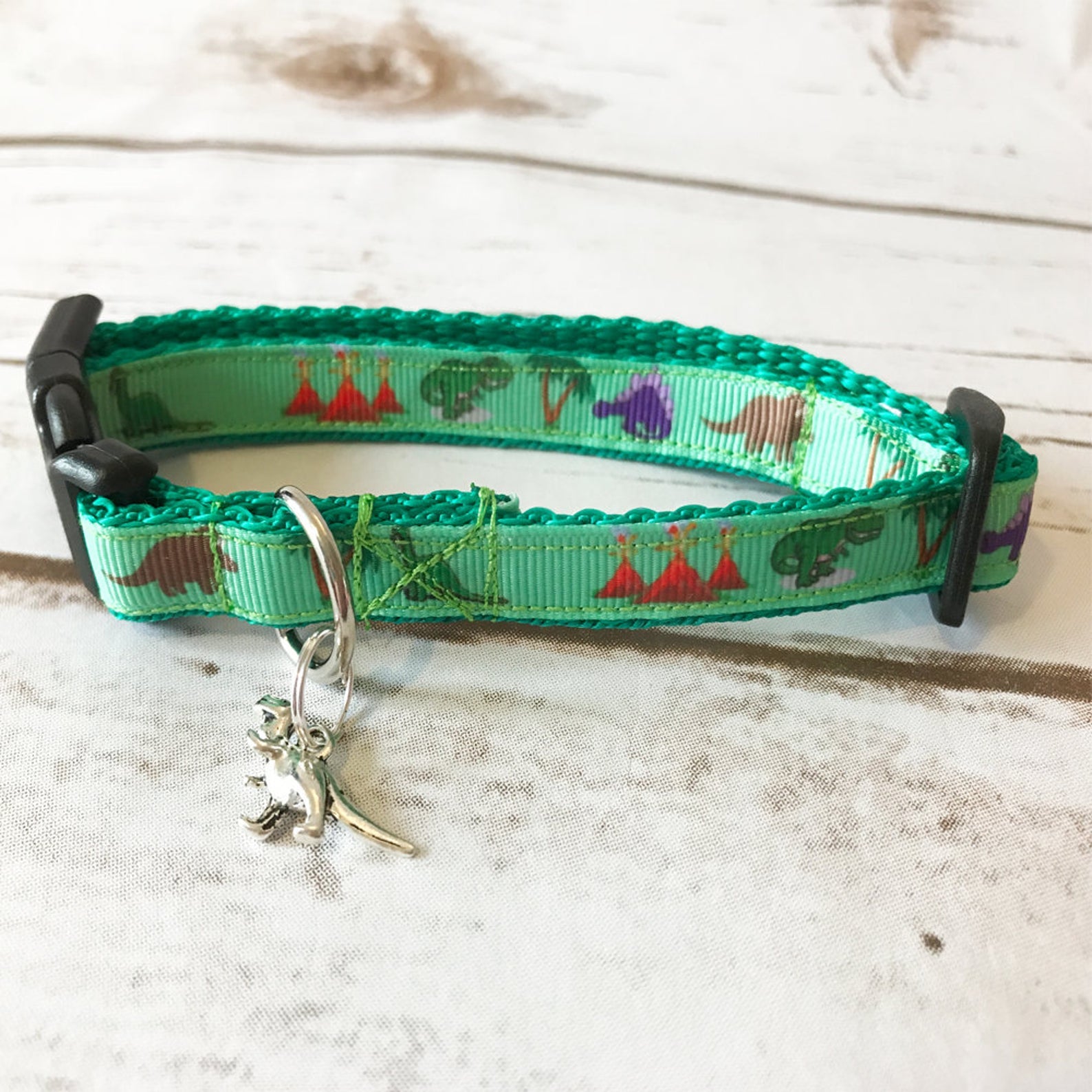 Dinosaurs Cat Collar - View 4 | Dottie's Pet Boutique