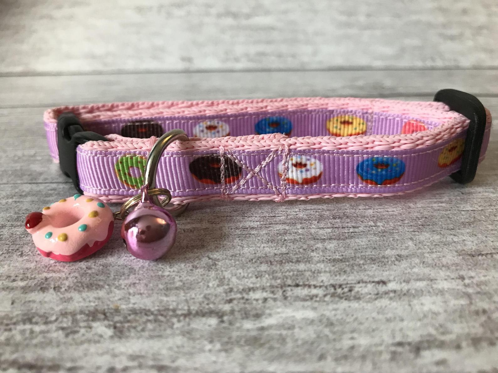 Pink Donuts Doughnuts Sweet Cake Pudding Cat Collar - View 4 | Dottie's Pet Boutique
