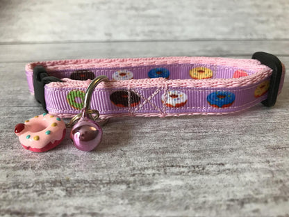 Pink Donuts Doughnuts Sweet Cake Pudding Cat Collar - View 4 | Dottie's Pet Boutique