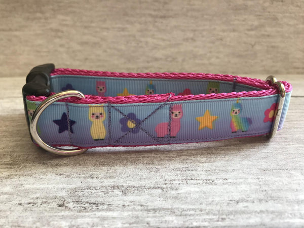 Rainbow Llamas Dog Collar - Custom Dog Collars