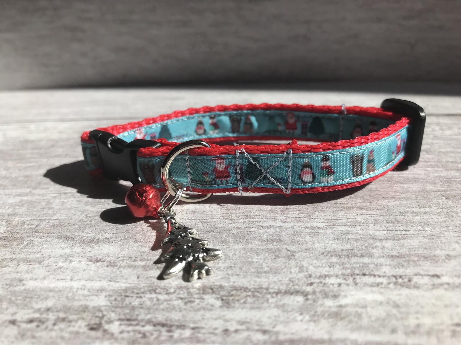 Christmas Bears Cat Collar Santa Red Xmas - Handmade in the UK | Dottie's Pet Boutique
