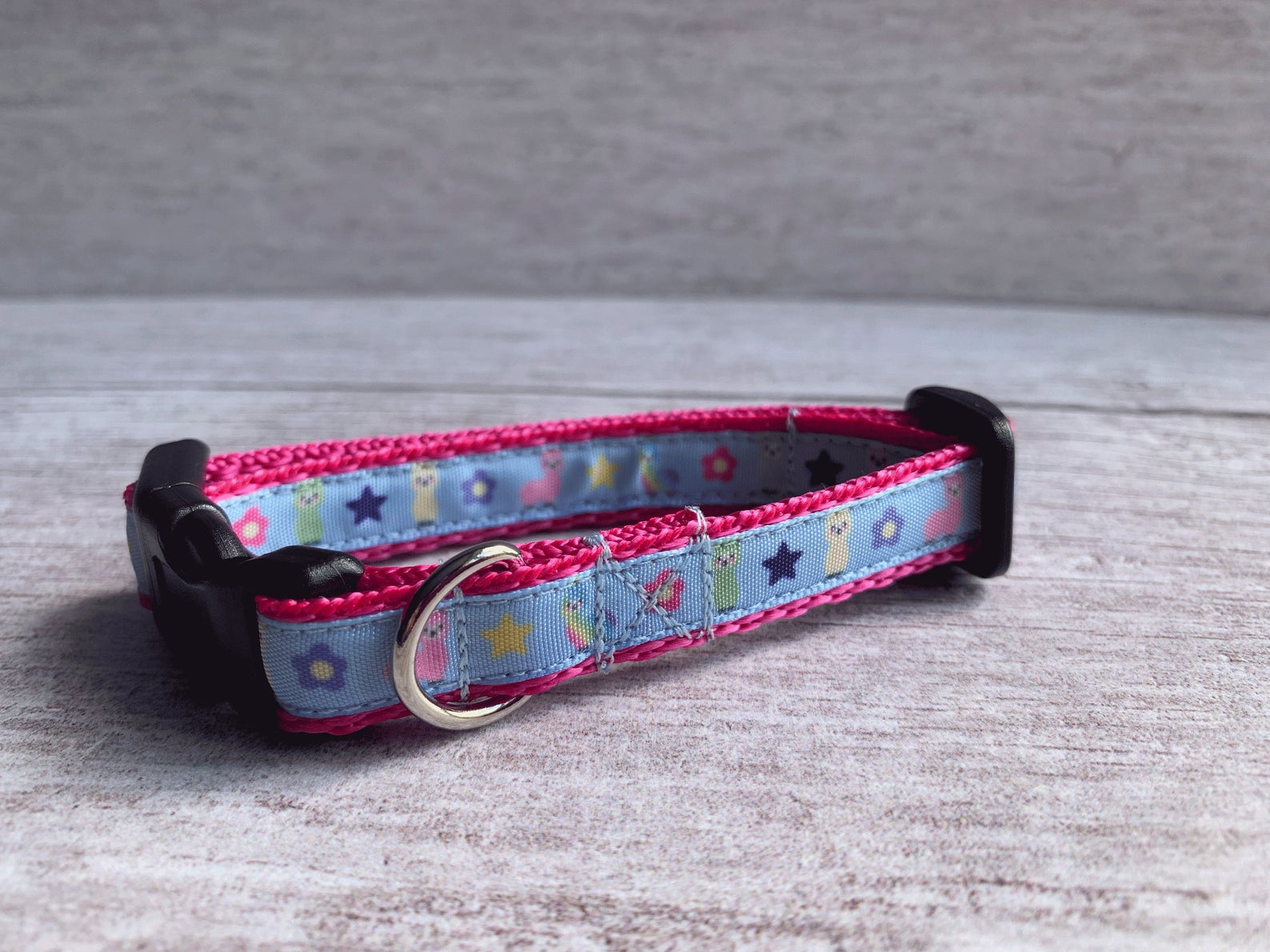 Rainbow Llamas Cat Collar - Handmade in the UK | Dottie's Pet Boutique