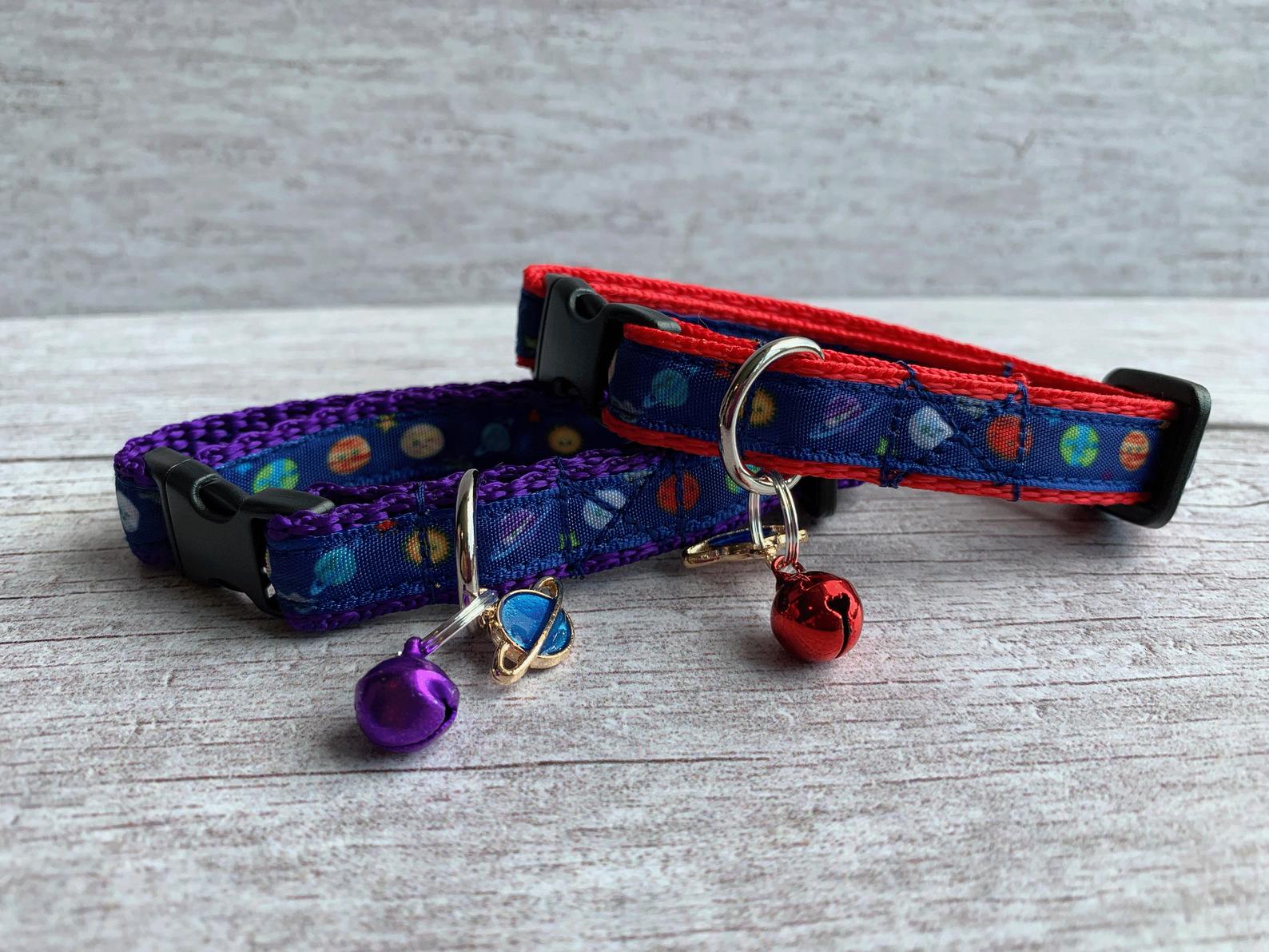 Space Cat Collar Galaxy Planet Solar System - View 2 | Dottie's Pet Boutique