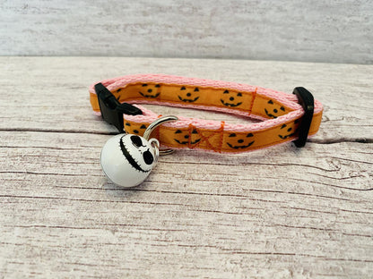 Halloween Pumpkin Face Shapes Cat Collar - Handmade in the UK | Dottie's Pet Boutique