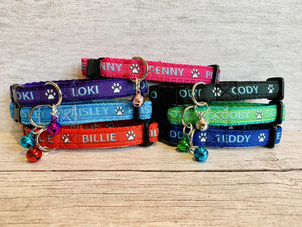 Personalised Custom Name Contact Details Chipped Ribbon Puppy/Small Dog Collar