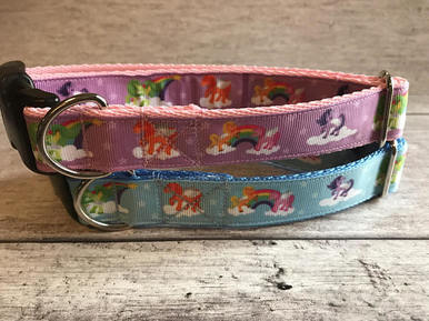 Unicorn Rainbow Clouds Stars Dog Collar - Handmade in the UK | Dottie's Pet Boutique