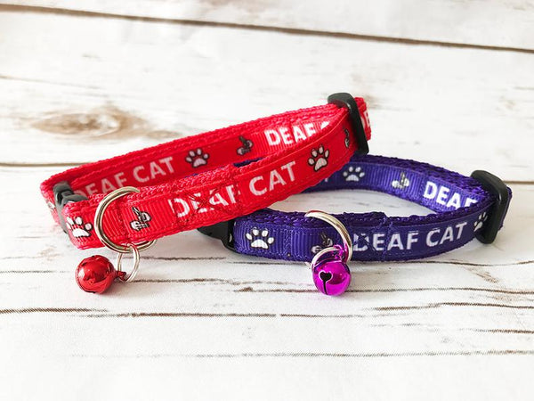 Deaf Cat Ribbon Kitten/Cat Collar - Custom Dog Collars