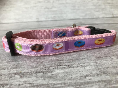 Pink Donuts Doughnuts Sweet Cake Pudding Cat Collar - View 5 | Dottie's Pet Boutique
