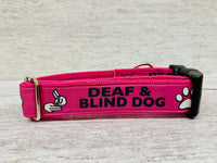 Deaf and Blind Dog Collar - Any Colour - Custom Dog Collars