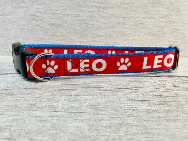 Personalised Dogs Name Custom Text Ribbon Dog Collar