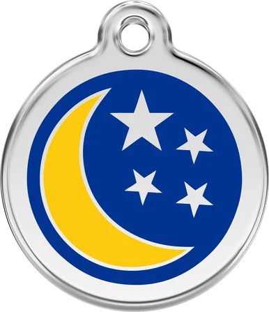 Red Dingo Moon & Stars Personalised Enamel Pet ID Tag