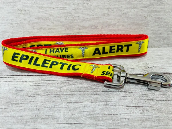 Yellow on Red Epileptic Medical Alert Dog Lead