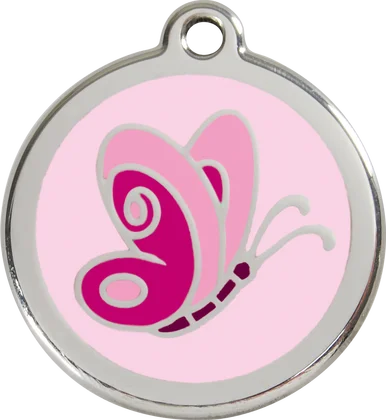 Personalised Red Dingo Butterfly Enamel Pet ID Tag