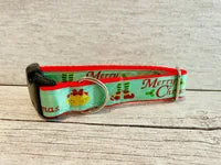 Handmade Green Christmas Dog Collar 1