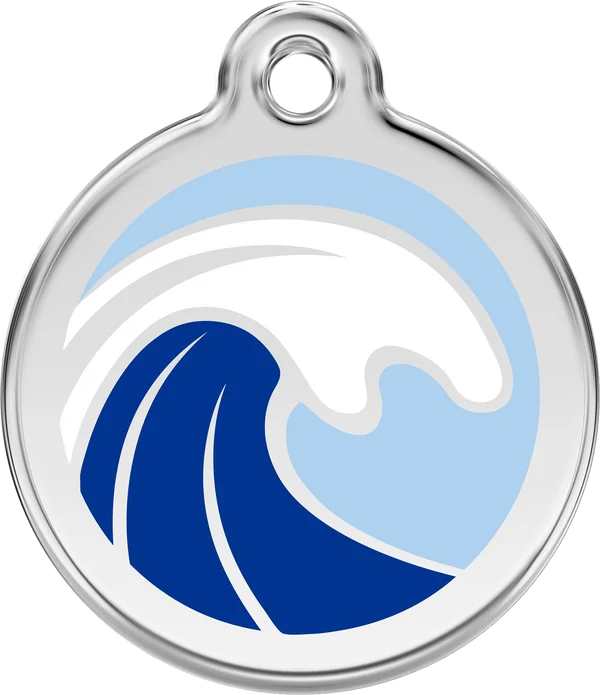 Personalised Enamel Wave Pet ID Tag by Red Dingo