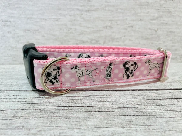 Pink Spotty Dalmatian Ribbon Dog Collar - Exclusive Design