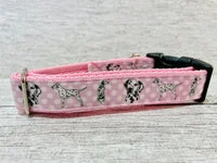 Pink Spotty Dalmatian Ribbon Dog Collar - Exclusive Design 3