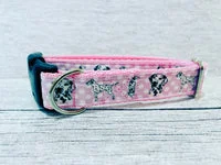 Pink Spotty Dalmatian Ribbon Dog Collar - Exclusive Design 2