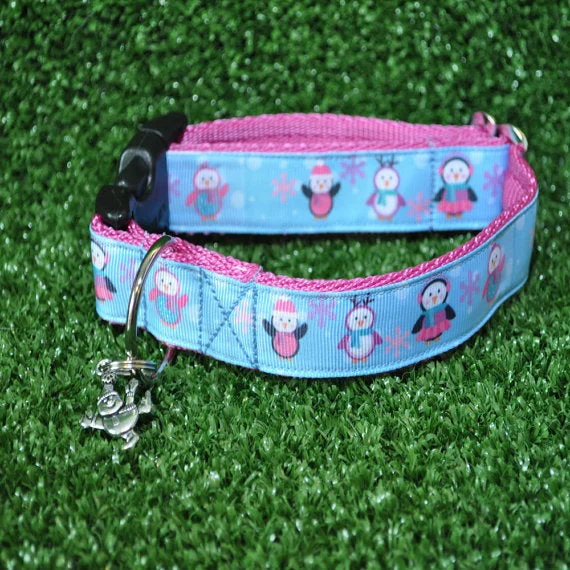Penguins Festive Christmas Themed Dog Collar