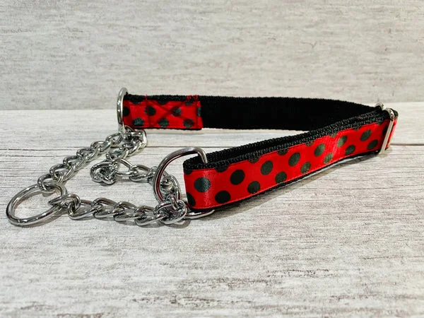 Ladybird Dog Collar - Handmade Spotted Pattern Collar UK
