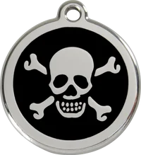Personalised Skull & Crossbones Enamel Pet ID Tag 1