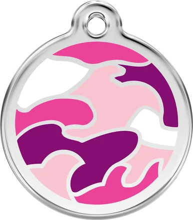 Personalised Red Dingo Enamel Camouflage Pink Pet ID Tag