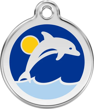 Red Dingo Personalised Enamel Dolphin Pet ID Tag