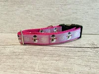 Pink Snowman Snowflake Themed Dog Collar 2