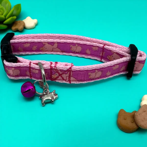 Pig Cat Collar with Bell & Charm
