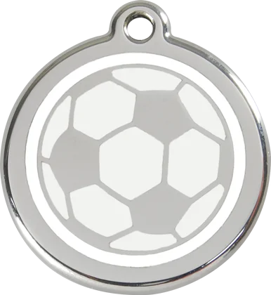 Personalised Red Dingo Enamel Soccer Ball Pet ID Tag