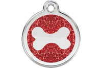 Red Dingo Personalised Glitter Enamel Bone Pet ID Tag 3