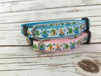 April Showers Ducks Frogs Raining Puddles Cat Collar 1