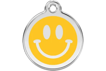 Personalised Red Dingo Smiley Face Enamel Pet ID Tag