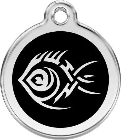 Personalised Red Dingo Tribal Fish Enamel Pet ID Tag