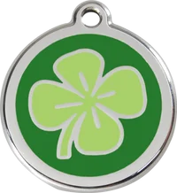 Personalised Red Dingo Enamel Clover Green Pet ID Tag 1