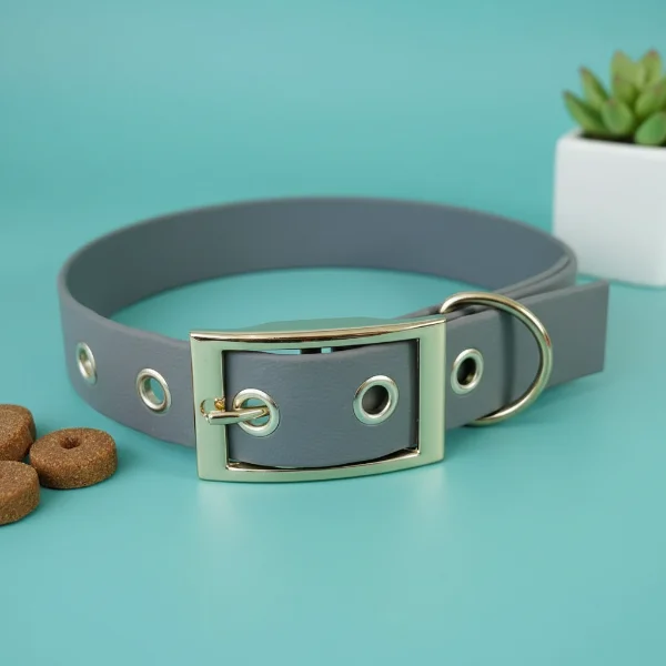 Grey Biothane Waterproof Dog Collar