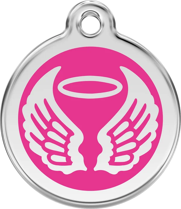 Red Dingo Angel Wings Personalised Enamel Pet ID Tag