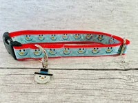 Snowman Faces Christmas Themed Dog Collar 1
