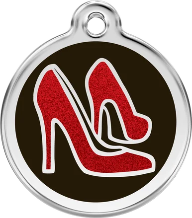 Personalised Red Dingo Glitter Enamel Pet ID Tag