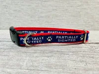 Two Tone Blue with Red Partially Sighted Blind Dog Collar 3