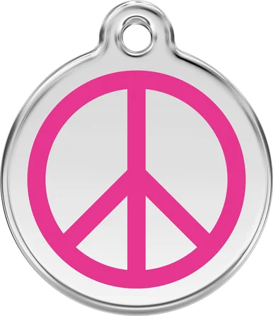 Personalised Red Dingo Peace Symbol Enamel Pet ID Tag
