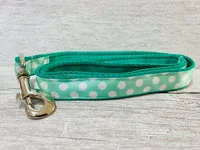 Green and White Spots Dots Dog Collar 5