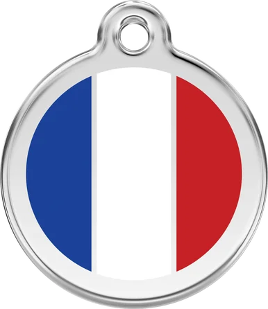 Personalised Red Dingo French Flag Enamel Pet ID Tag