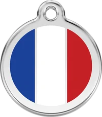 Personalised Red Dingo French Flag Enamel Pet ID Tag 1