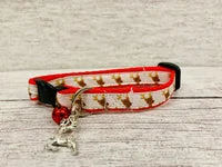 White Reindeer Head Xmas Cat Collar 1