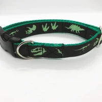 Green Jurassic Dinosaur Skeleton Bones Dog Collar 4